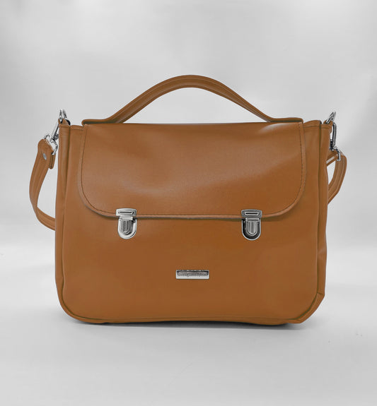 "DOTTY" VEGAN midi SIMILPELLE cuoio