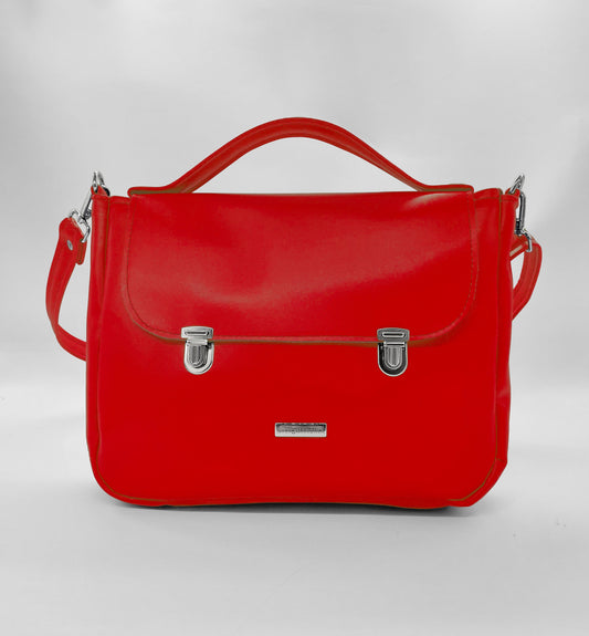 "DOTTY" VEGAN midi SIMILPELLE rosso