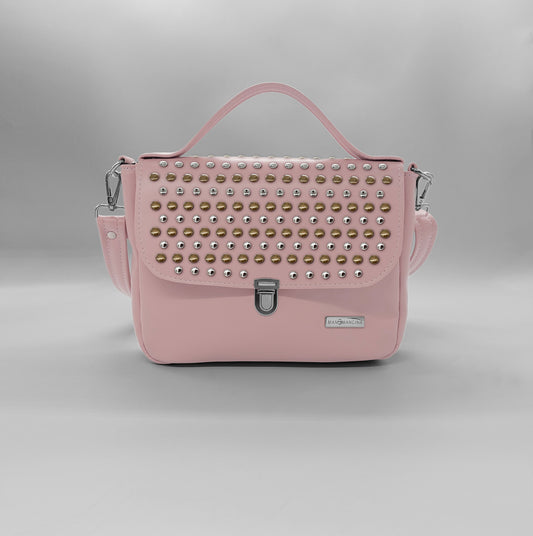 "DOTTY" VEGAN mini SIMILPELLE rosa cipria borchie