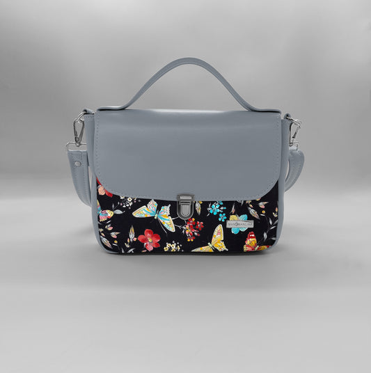 "DOTTY" VEGAN mini SIMILPELLE grigio / farfalle