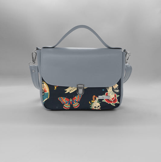 "DOTTY" VEGAN mini SIMILPELLE grigio / sailor