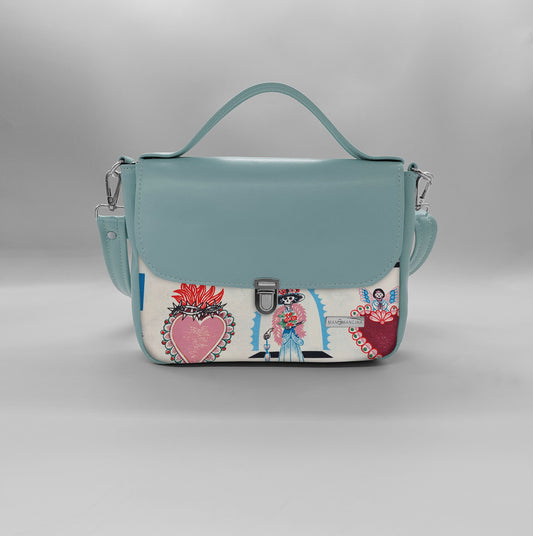 "DOTTY" VEGAN mini SIMILPELLE verde pastello/ex voto beige