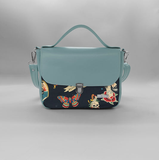 "DOTTY" VEGAN mini SIMILPELLE verde pastello/sailor