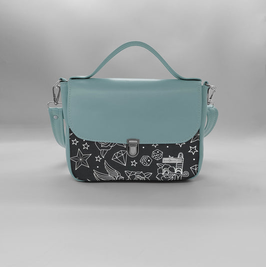 "DOTTY" VEGAN mini SIMILPELLE verde pastello/tattoo black