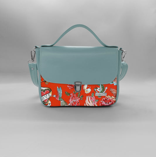 "DOTTY" VEGAN mini SIMILPELLE verde pastello /tell tale rosso