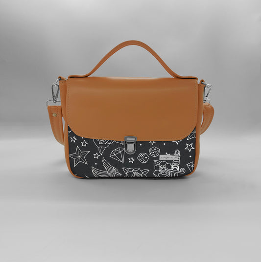 "DOTTY" VEGAN mini SIMILPELLE cuoio Tattoo Total Black