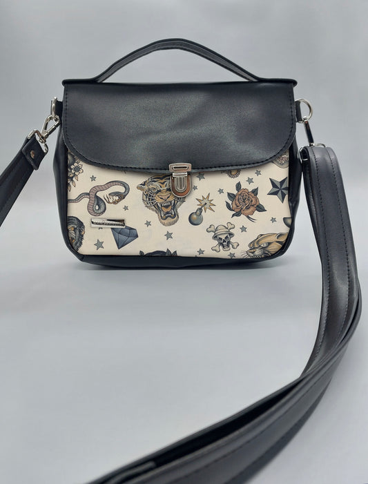 "DOTTY" VEGAN mini SIMILPELLE nera TATTOO BEIGE