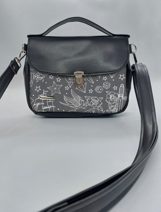 "DOTTY" VEGAN mini SIMILPELLE nera TATTOO TOTAL BLACK