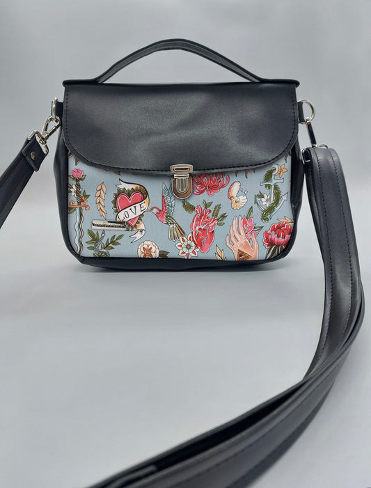 "DOTTY" VEGAN mini SIMILPELLE nera TELL TALE AZZURRO