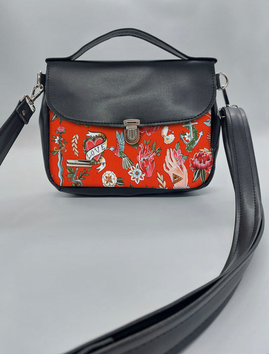"DOTTY" VEGAN mini SIMILPELLE nera TELL TALE ROSSO