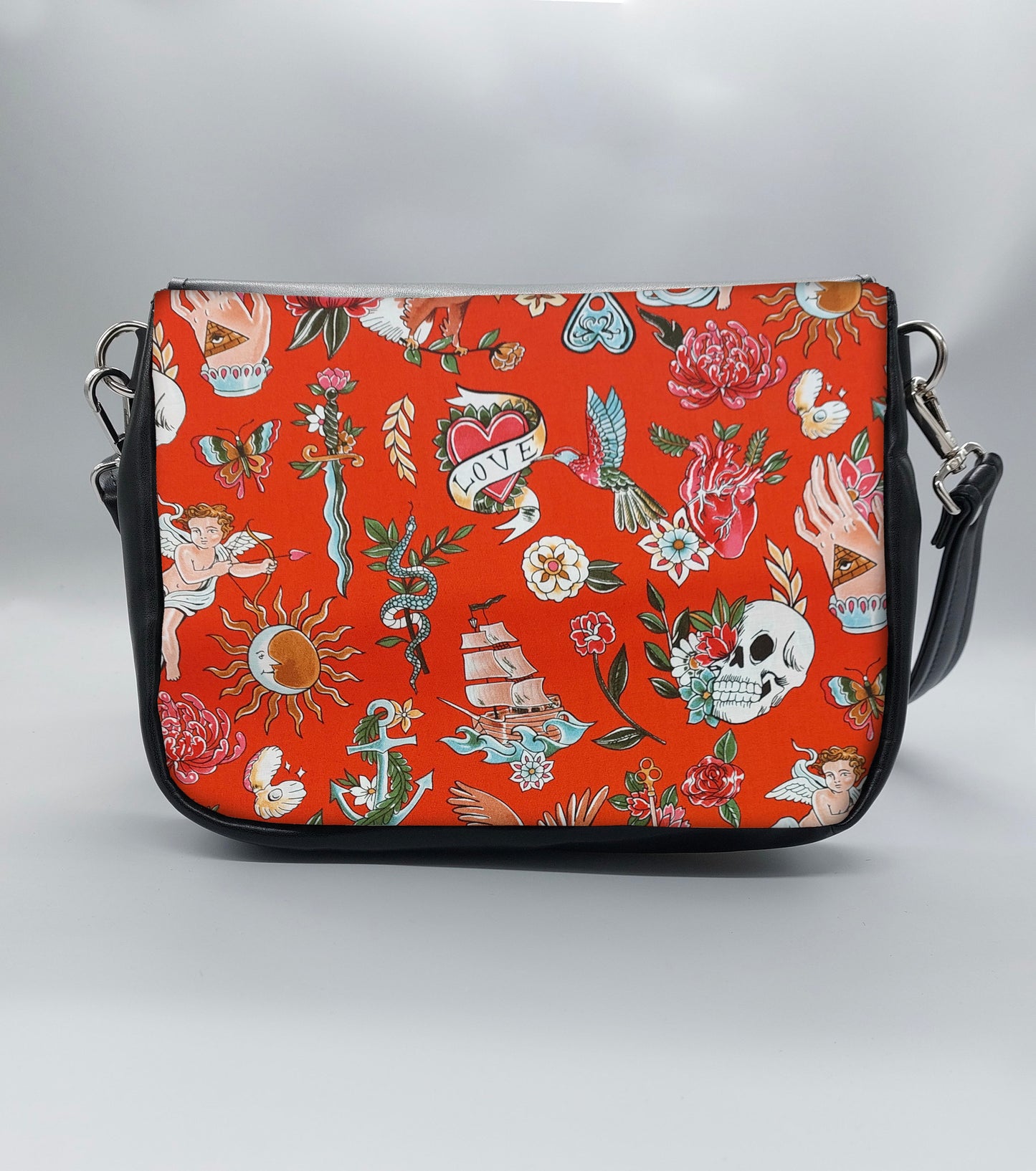 "DOTTY" VEGAN mini SIMILPELLE nera TELL TALE ROSSO
