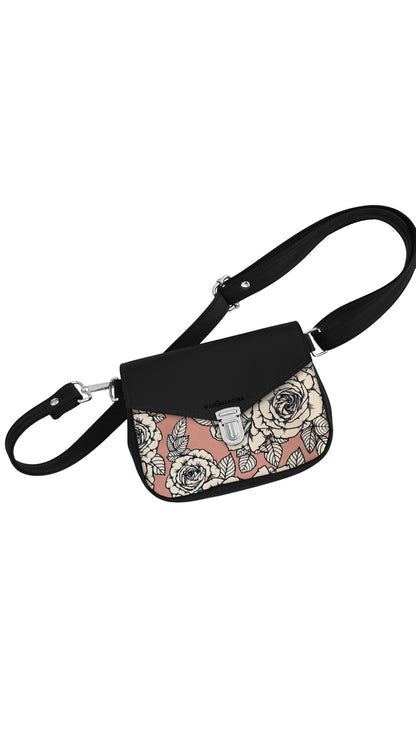 MARSUPIELLO large NERO / FIORI BIANCHI