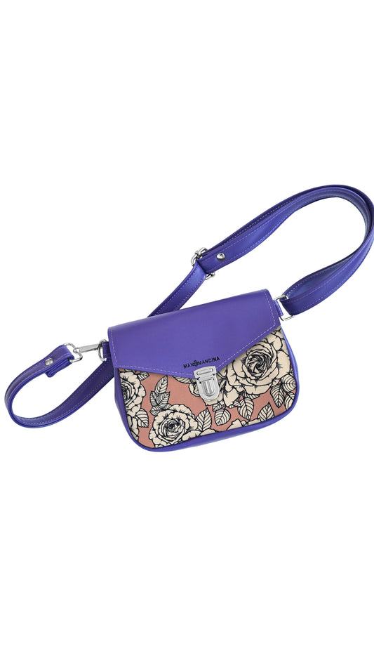 MARSUPIELLO large VIOLA/ rose bianche