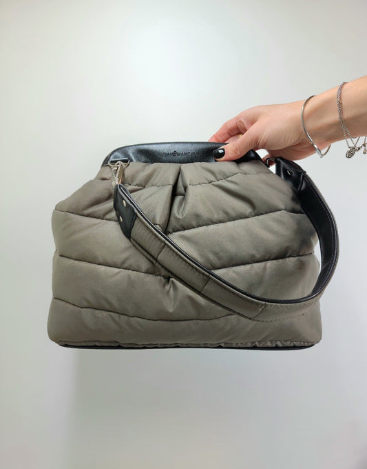 BORSA CLIC CLAC nero/trapuntato verde militare