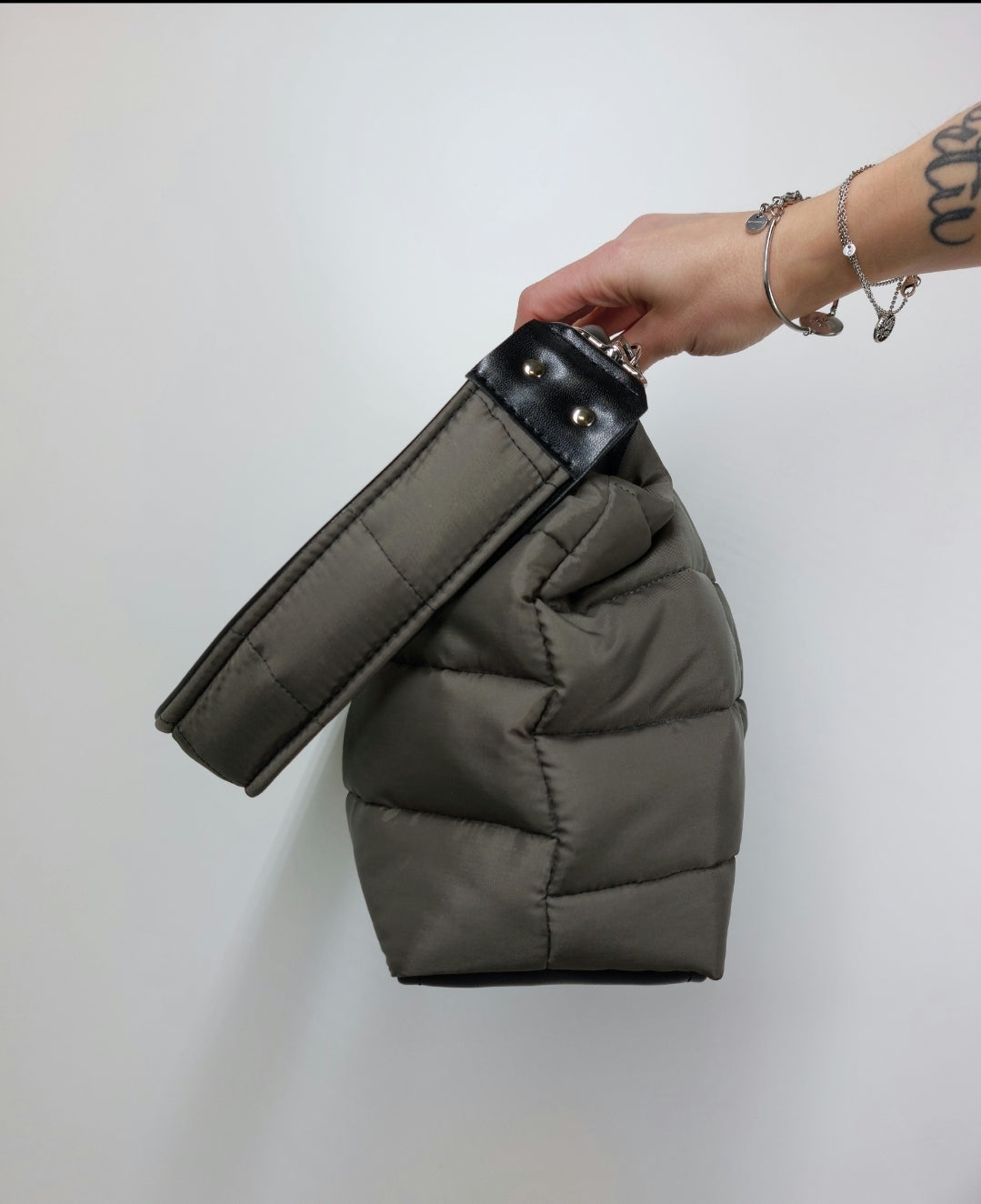 BORSA CLIC CLAC nero/trapuntato verde militare