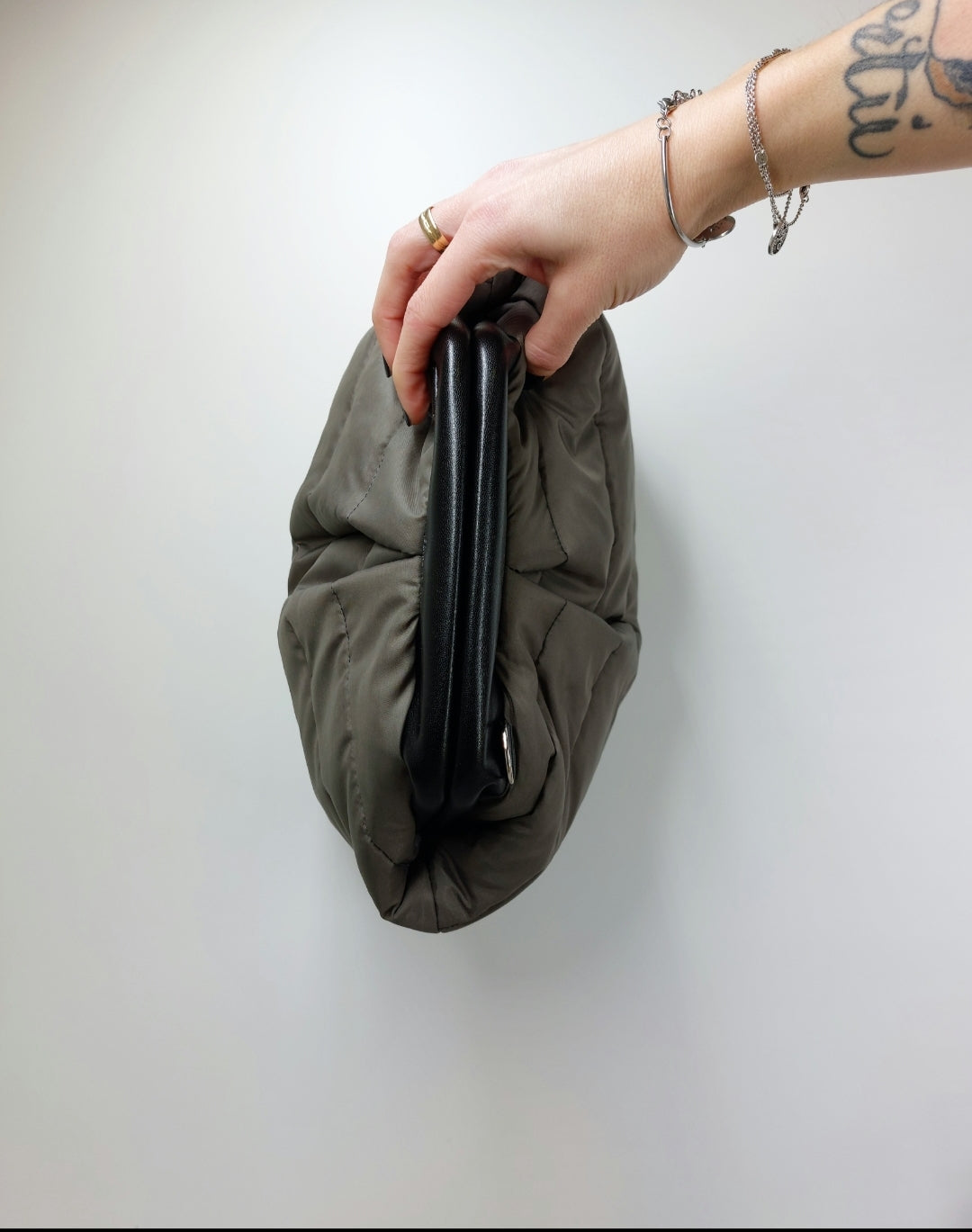 BORSA CLIC CLAC nero/trapuntato verde militare