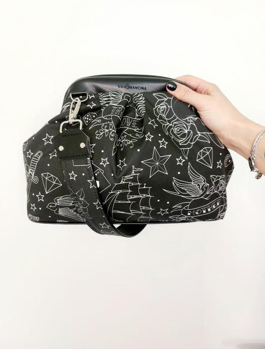 BORSA CLIC CLAC nero/tattoo nero