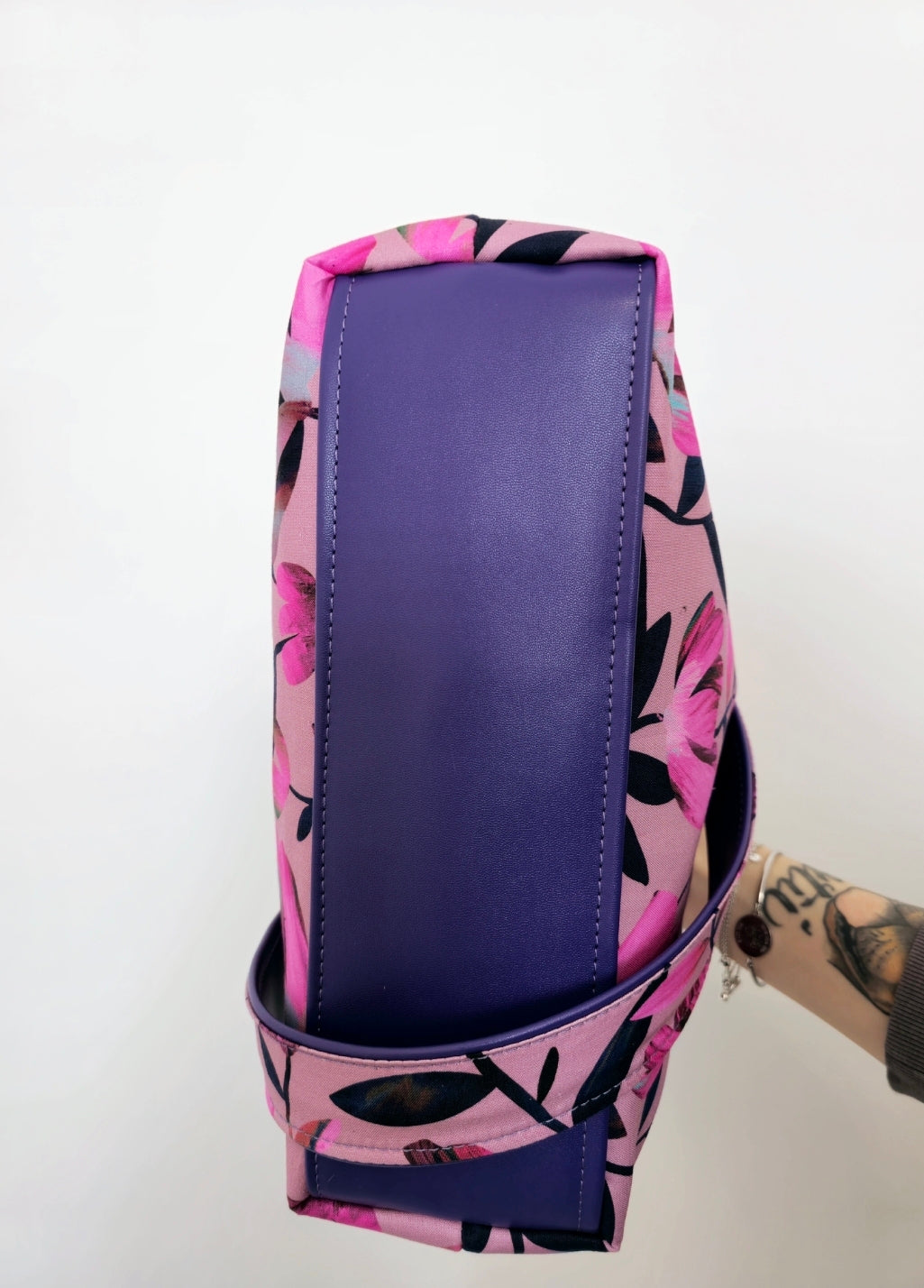 BORSA CLIC CLAC viola / flowers fucsia