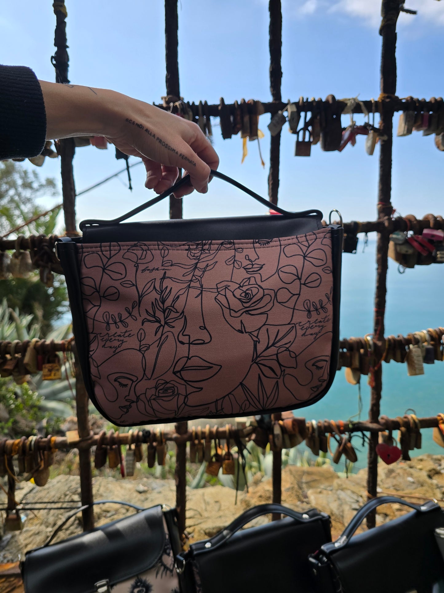 "DOTTY" VEGAN mini SIMILPELLE nero / mocha viso