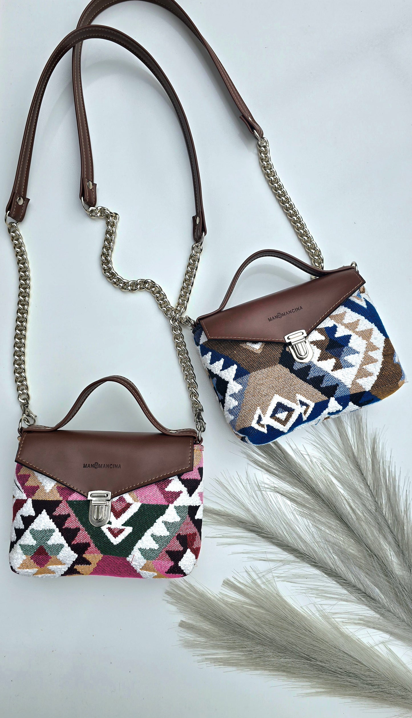 BORSETTA chocolate / kilim blu