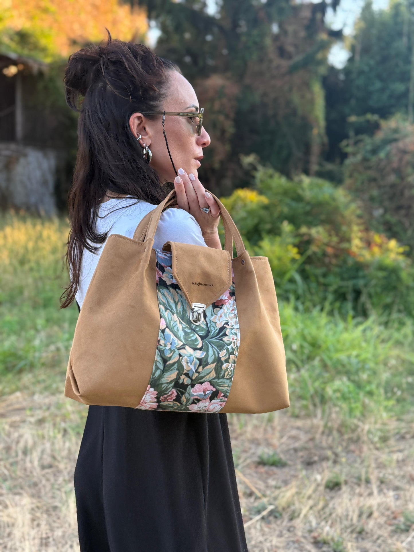 L'ARTIGIANA - similsuede cuoio/fiori (DISPONIBILITÀ LIMITATA)
