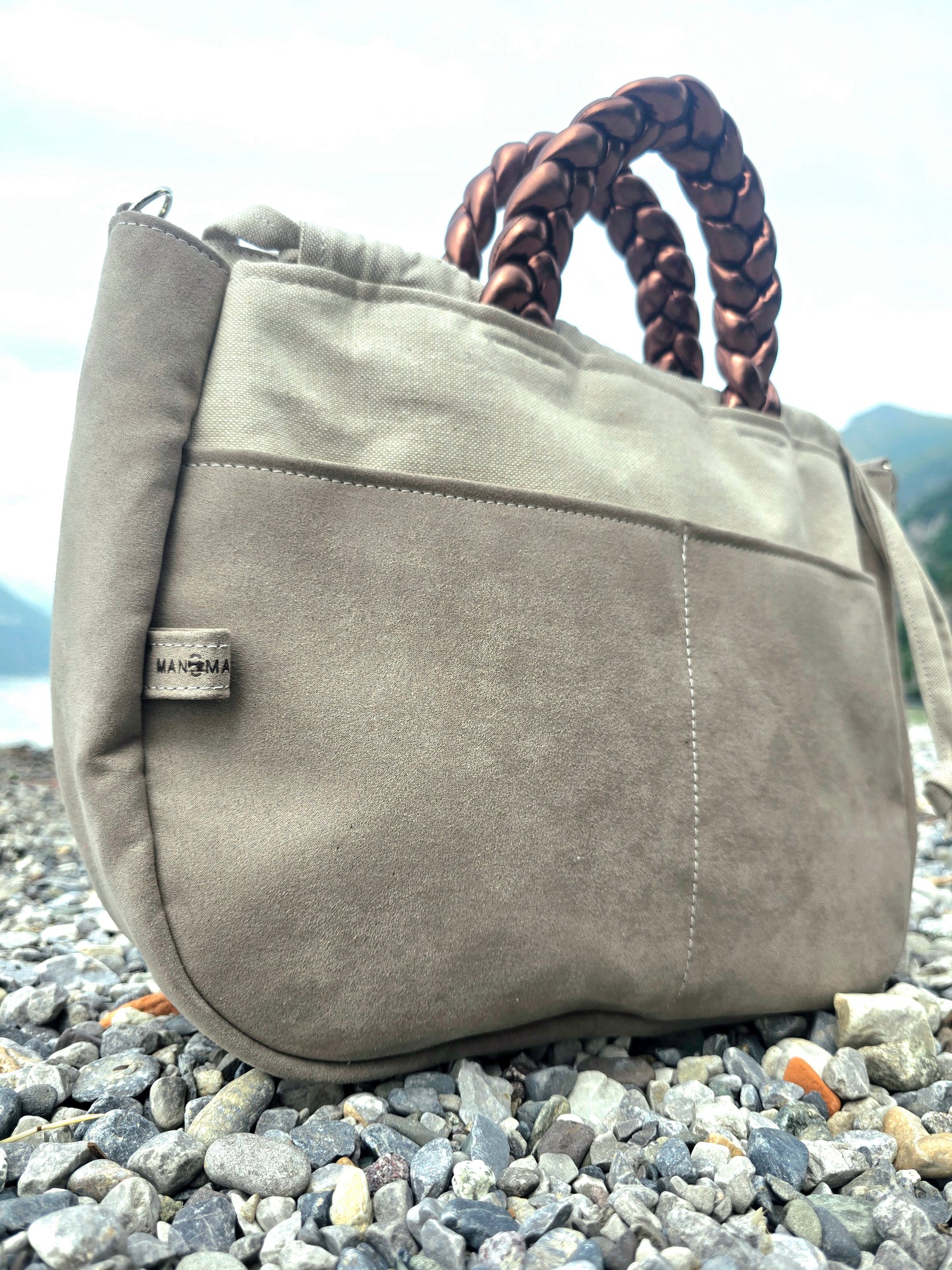 "L'ORGANIZZATA" corda chiaro/ similsuede tortora