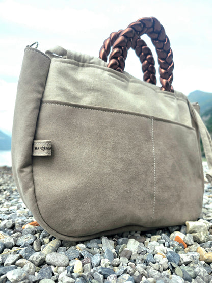 "L'ORGANIZZATA" corda chiaro/ similsuede tortora