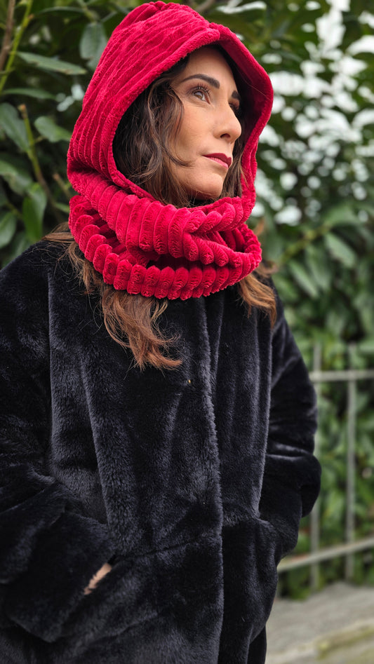 BALACLAVA ecopelliccia a costoni bordeaux