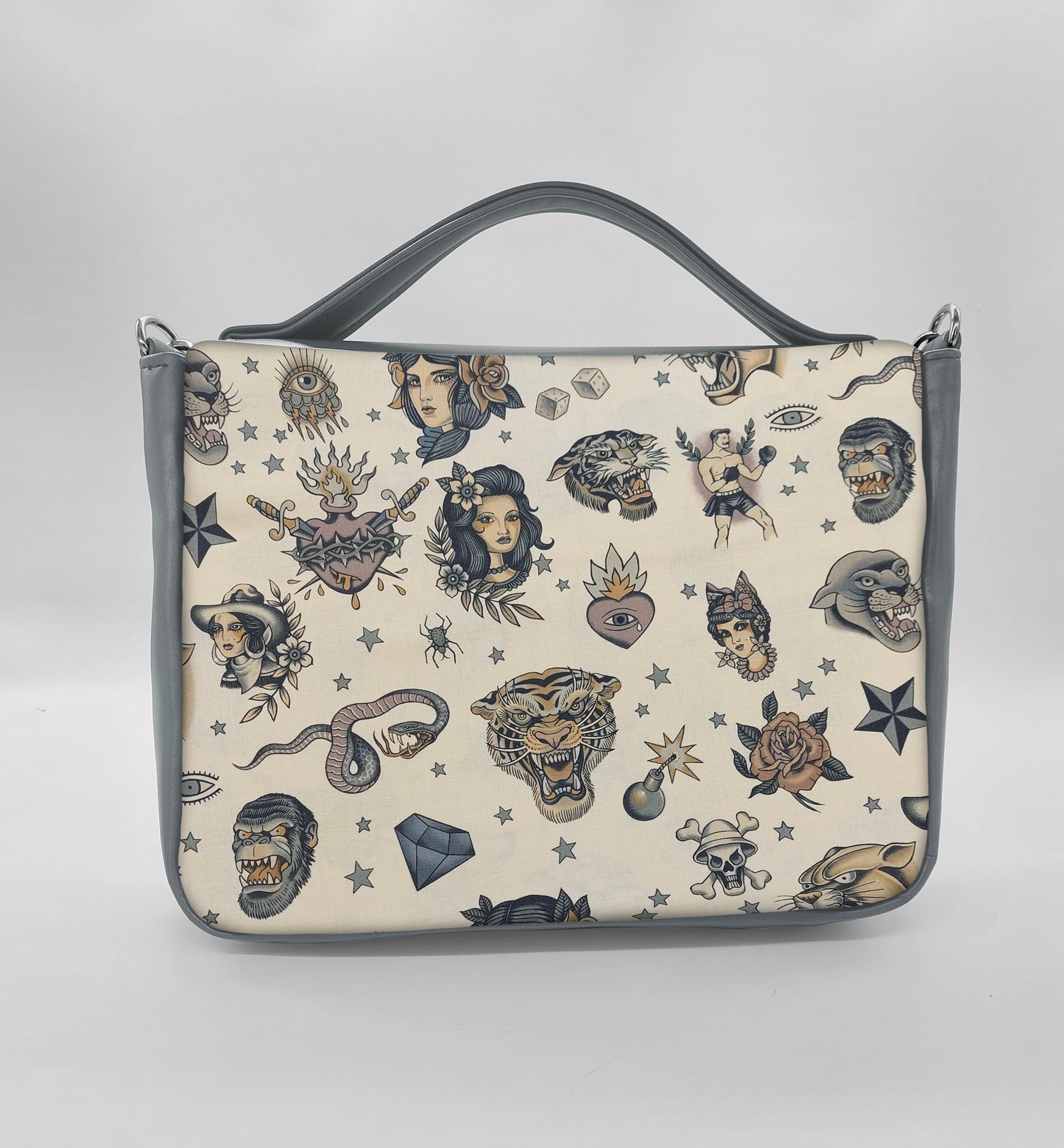 "DOTTY" VEGAN midi SIMILPELLE grigio/tattoo beige