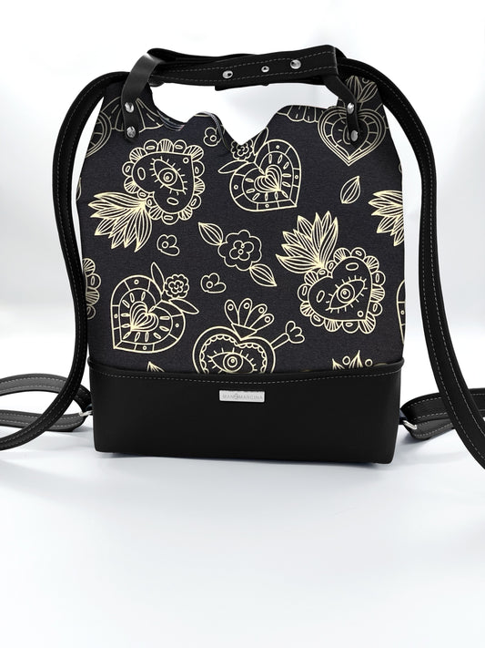 BORSA/ZAINO "BETTA" 2 IN 1 - NERO / ex voto nero