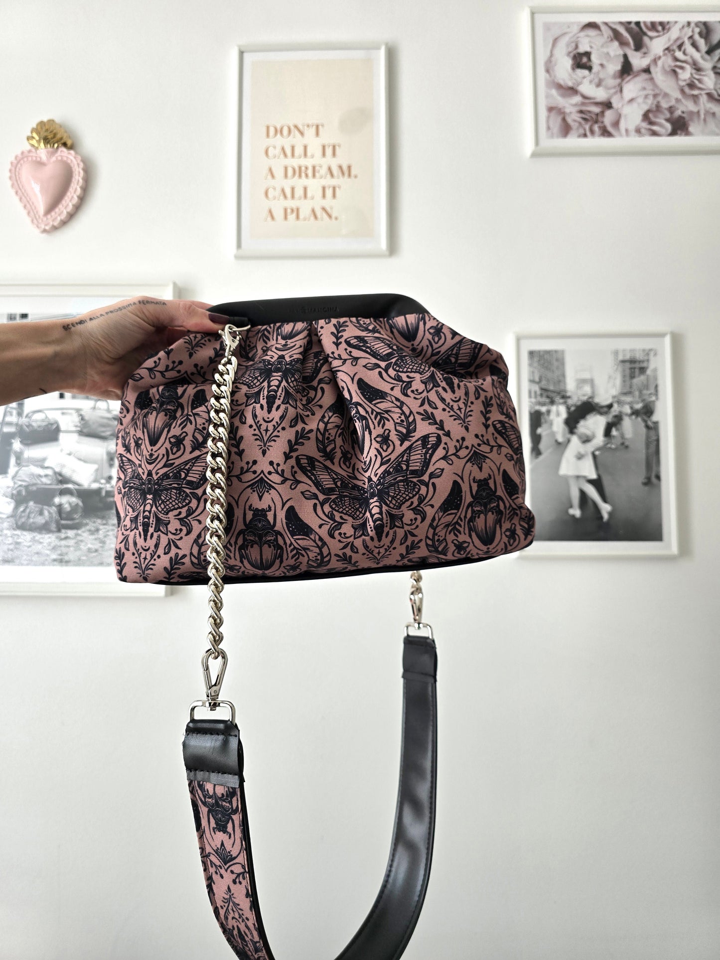 BORSA CLIC CLAC nero / mocha tattoo
