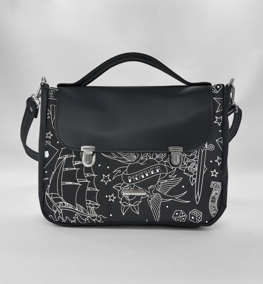 "DOTTY" VEGAN midi SIMILPELLE nero/tattoo black