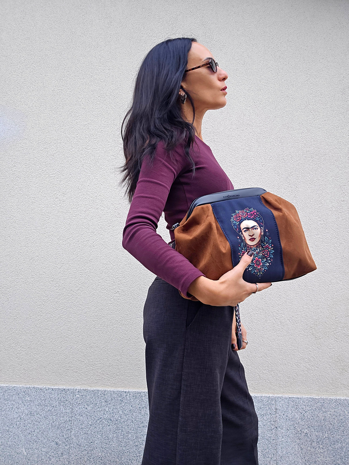BORSA CLIC CLAC tracolla regolabile caffe/nero/Frida