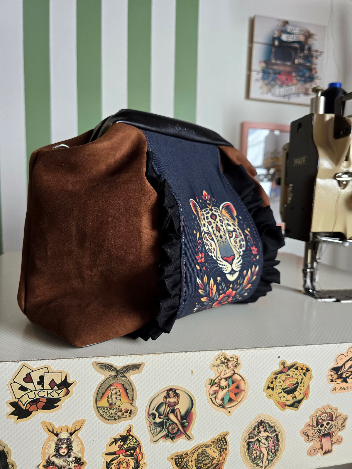 CLIC CLAC similsuede caffe/nero/rouches stampa animal