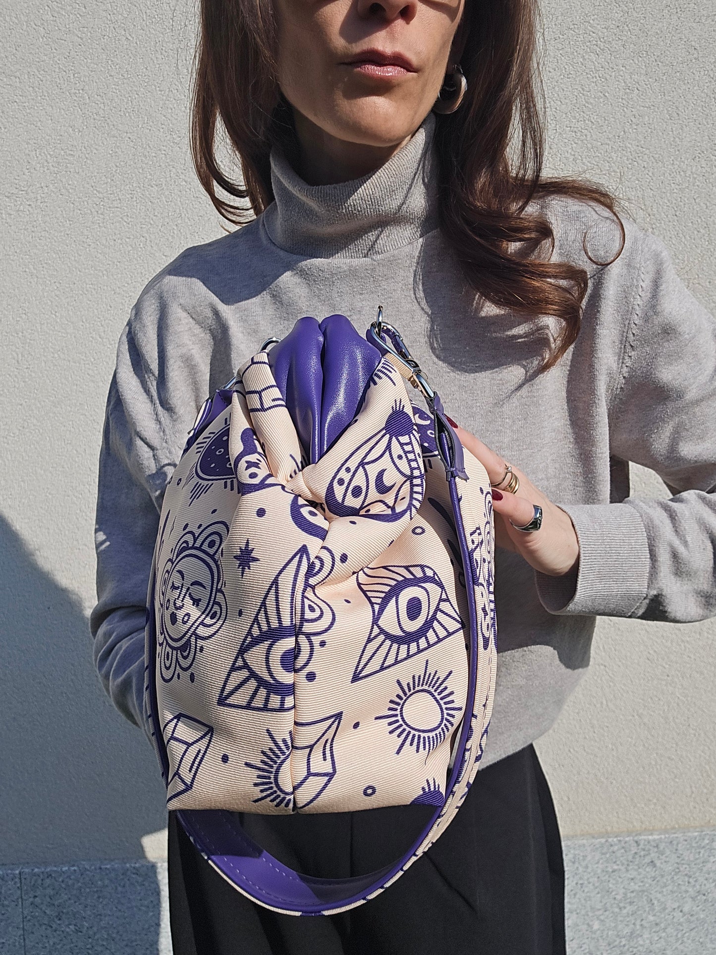 BORSA CLIC CLAC viola / tattoo beige viola