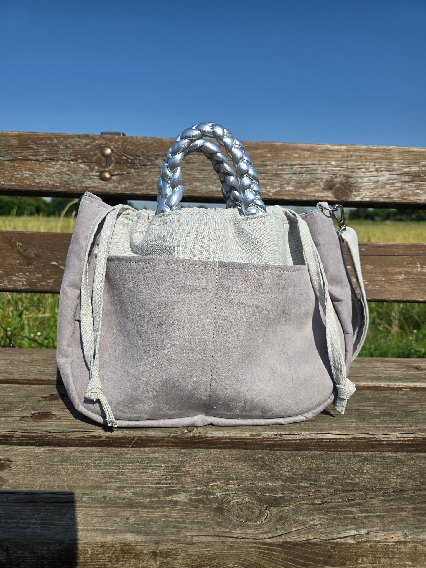 "L'ORGANIZZATA" grigio chiaro/ similsuede grigio
