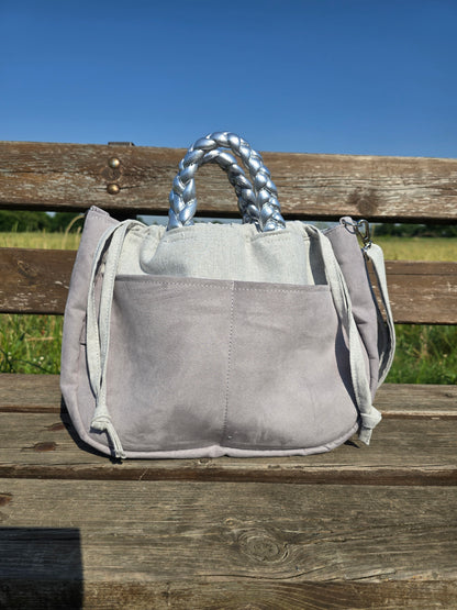 "L'ORGANIZZATA" grigio chiaro/ similsuede grigio