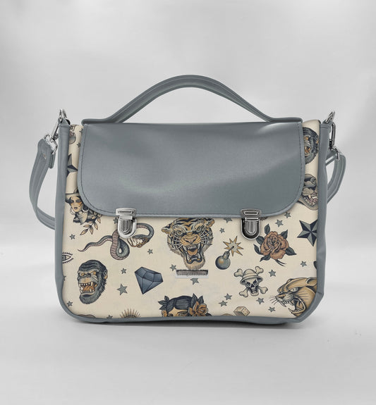 "DOTTY" VEGAN midi SIMILPELLE grigio/tattoo beige