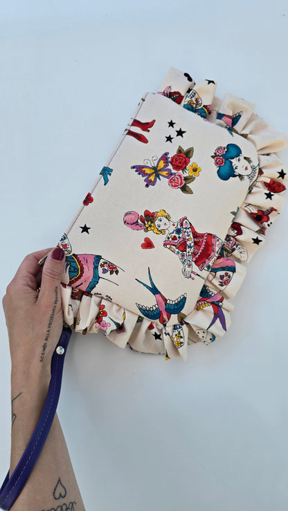 "MIRTA" pochette con rouches DONNE TATTOO