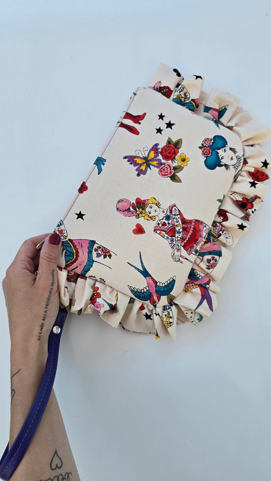 "MIRTA" pochette con rouches DONNE TATTOO