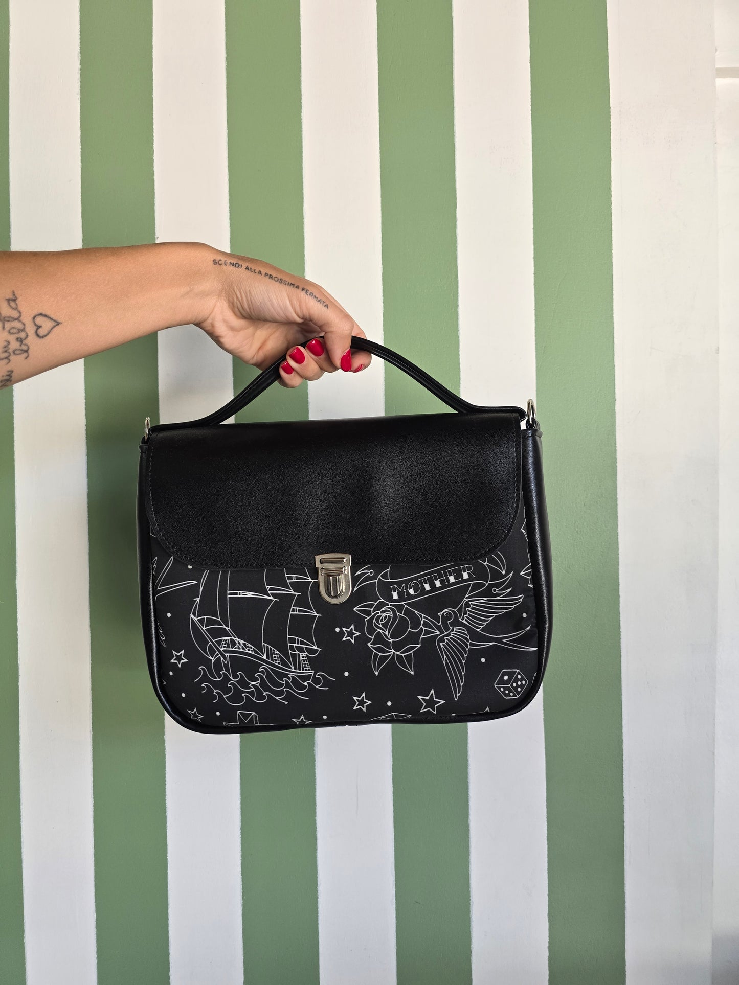 "DOTTY" VEGAN mini SIMILPELLE nero / tattoo nero