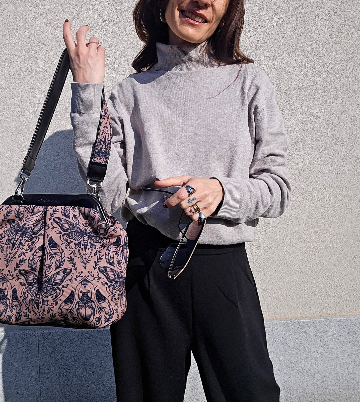 BORSA CLIC CLAC nero / mocha tattoo