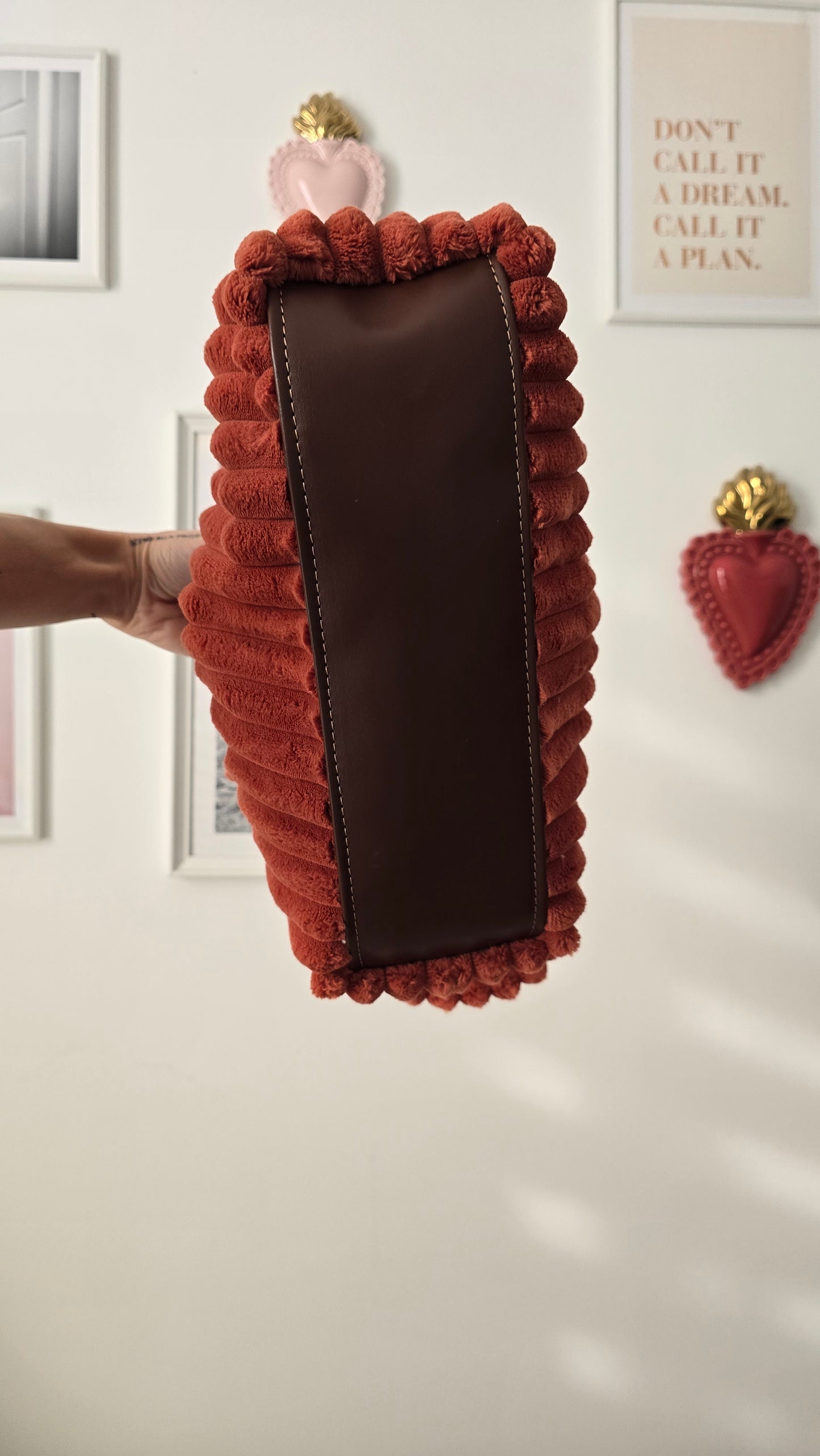 BORSA CLIC CLAC VELLUTO COSTONI mattone/cuoio