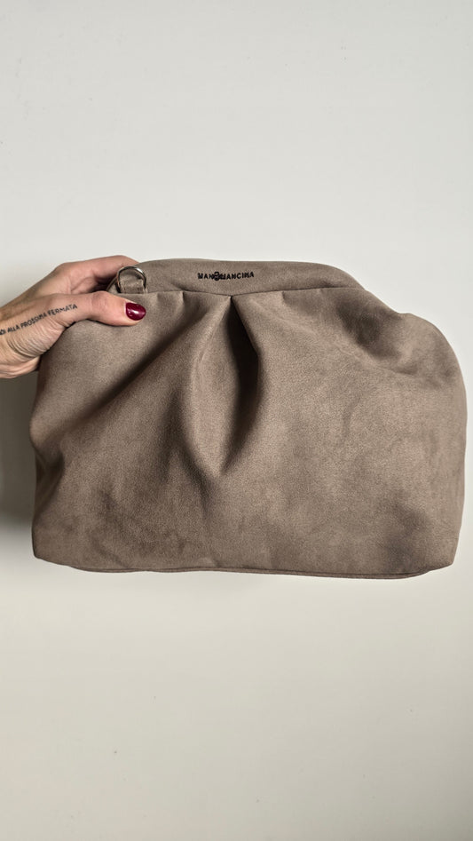 BORSA CLIC CLAC tracolla regolabile- simil suede TAUPE