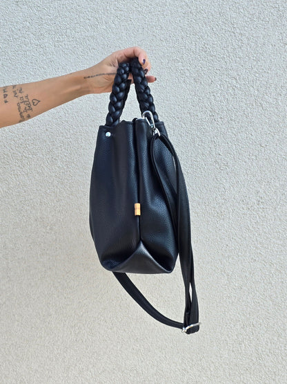 L'ARTIGIANA - nero/ ex voto beige+borchie - Manici intrecciati