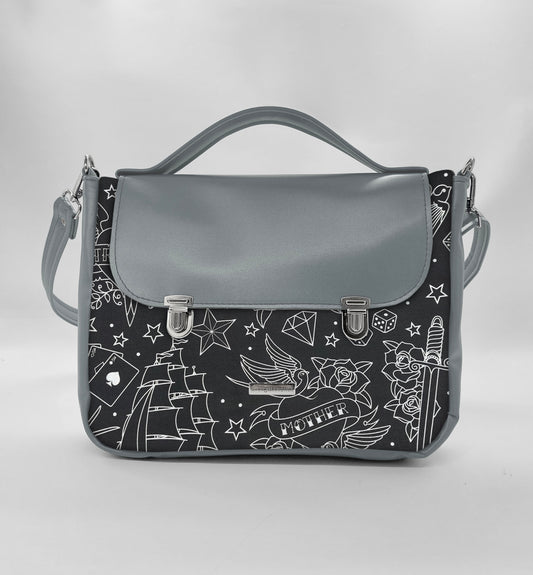 "DOTTY" VEGAN midi SIMILPELLE grigio/tattoo black