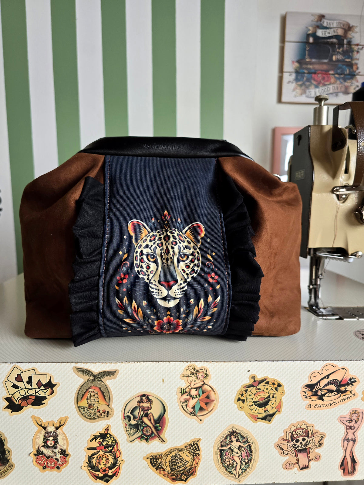 CLIC CLAC similsuede caffe/nero/rouches stampa animal