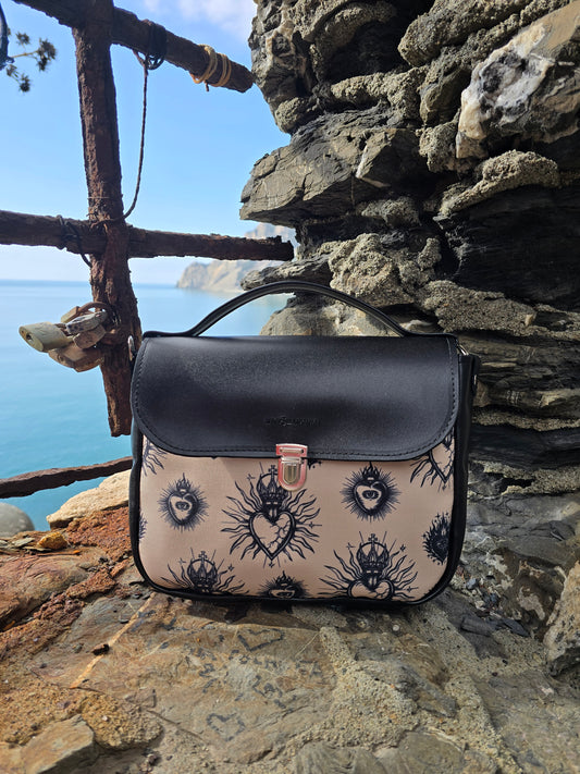 "DOTTY" VEGAN mini SIMILPELLE nero / ex voto new beige