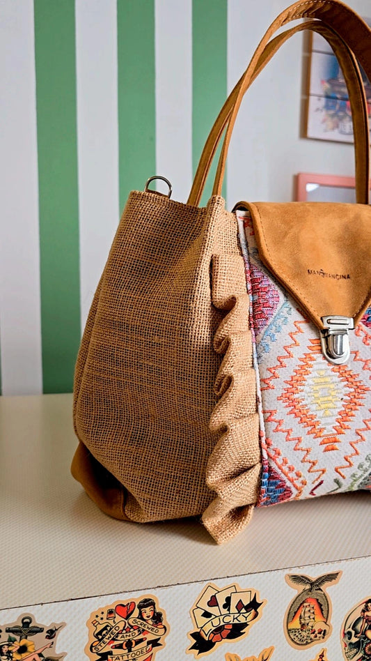 L'ARTIGIANA - EDIZIONE LIMITATA juta/similsuede/rouches boho2 PEZZO UNICO