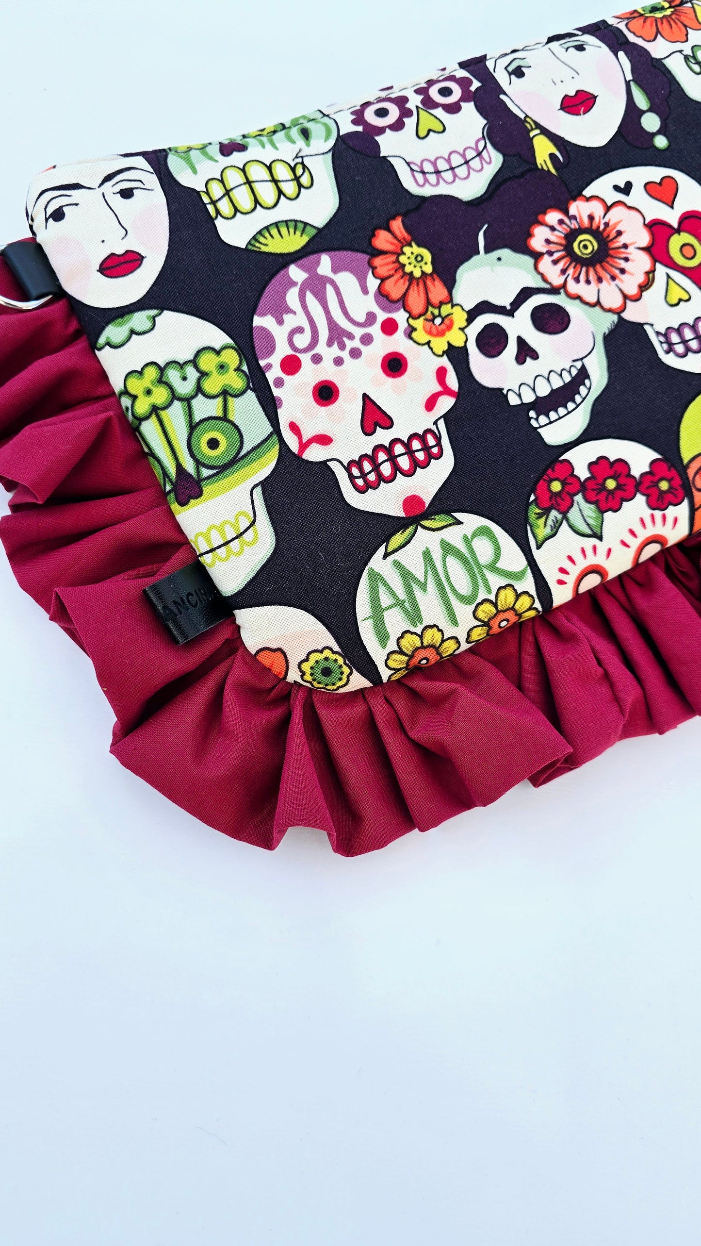 "MIRTA" pochette con rouches teschi Frida